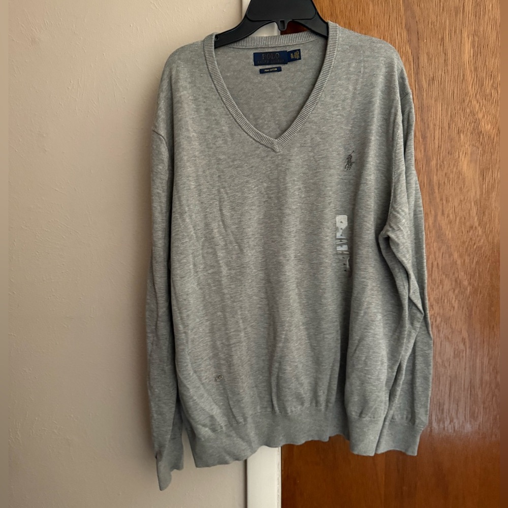 Polo by Ralph Lauren Heather Gray V-Neck Pullover